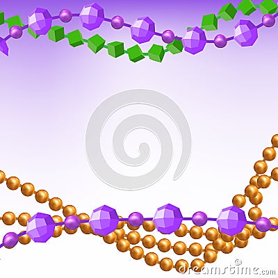 Mardi Gras beads background with place for text Vector Illustration