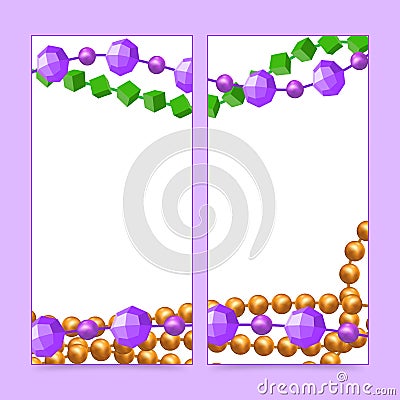 Mardi Gras beads frames Vector Illustration