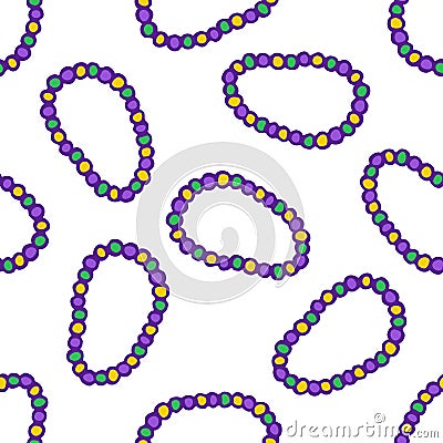 Mardi Gras beads seamless doodle pattern Cartoon Illustration