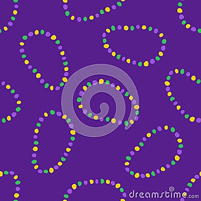 Mardi Gras beads seamless doodle pattern Cartoon Illustration