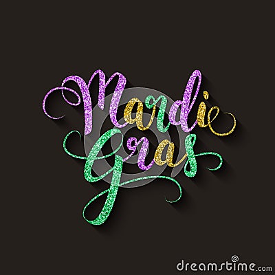 Mardi Gras decorative calligraphic lettering, flyer template, vector illustration Vector Illustration