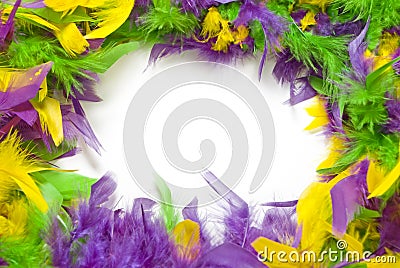 Mardi Gras Feather Frame Stock Photo