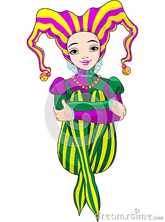 Mardi Gras harlequin lady Vector Illustration