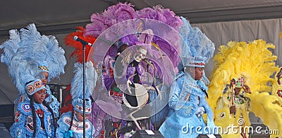 Mardi Gras Indians Performing at Jazzfest Editorial Stock Photo