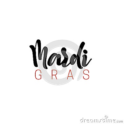 Mardi Gras lettering handmade. Vector Illustration