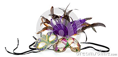 Mardi gras masks on a white background Stock Photo