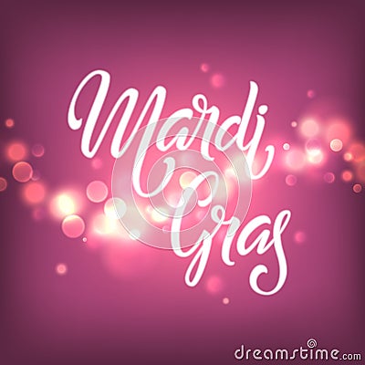 Mardi gras neon lettering logo Vector Illustration