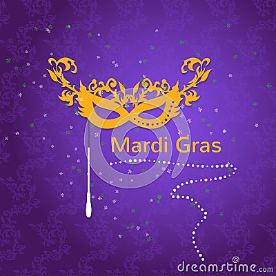 Mardi Gras Party Mask Poster. Vector Illustration