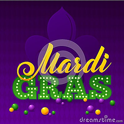 Mardi Gras Party Poster. Calligraphy and Stock Photo