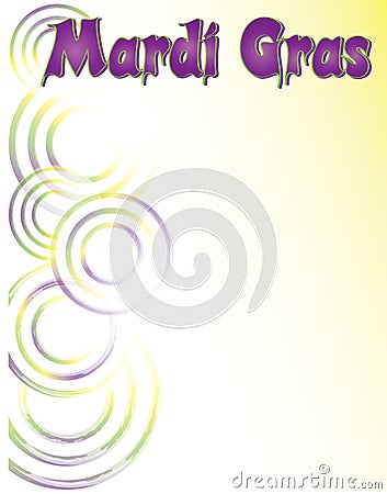 Mardi Gras Poster Template with Purple, Gold, and Green Swirls Stock Photo