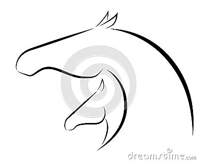 Mare and foal stylized Vector Illustration