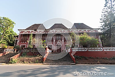 The exterior facade of a vintage Portuguese era bungalow in the historic town of Margao Editorial Stock Photo