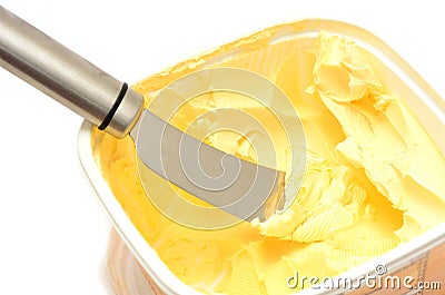 Margarine with the knife Stock Photo