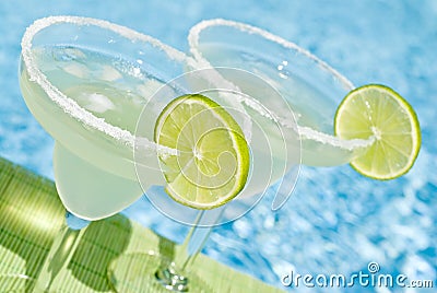 Margarita Cocktail by the Pool Stock Photo