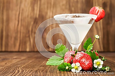 Margarita withfresh strawberries and leaf Stock Photo