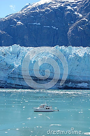 Margerie Glacier and boat Stock Photo