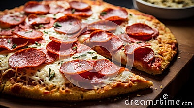 Margherita Italian pizza with melted mozzarella cheese and tomato garnished with basil Generative AI Stock Photo