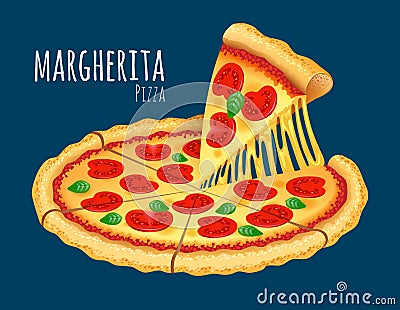 Margherita Pizza Vector Illustration