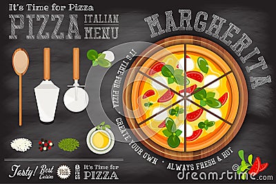Margherita Pizza Vector Illustration