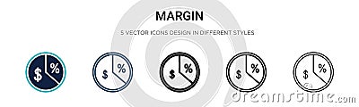 Margin icon in filled, thin line, outline and stroke style. Vector illustration of two colored and black margin vector icons Vector Illustration