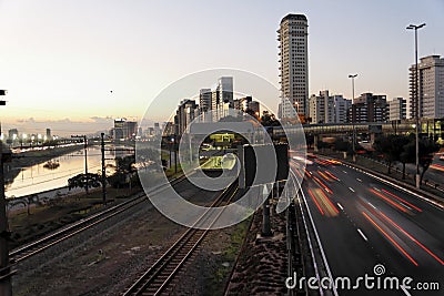 Marginal in Sao Paulo by Night Stock Photo