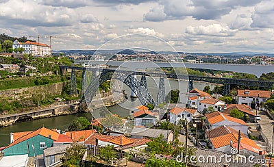 Maria Pia Bridge in Porto Stock Photo