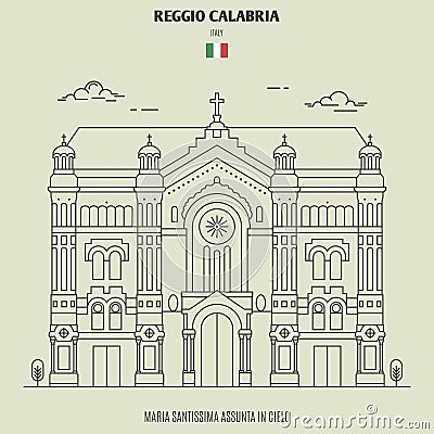 Maria Santissima Assunta in Cielo of Reggio Calabria, Italy. Landmark icon Vector Illustration