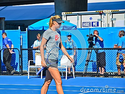 Maria Sharapova practicing Editorial Stock Photo