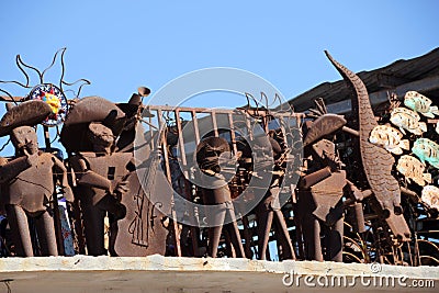 Mariachi band metal artwork on display in Puerto Penasco, Mexico Stock Photo