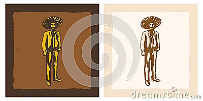 Mariachi - mexican musician man in sombrero hat doodle Vector Illustration