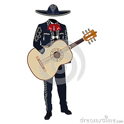 Mariachi musician with guitar vector illustration Vector Illustration