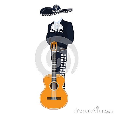 Mariachi musician with guitar vector illustration Vector Illustration