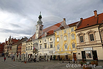 Maribor Town Hall on Main Square of Maribor city, Slovenia Editorial Stock Photo
