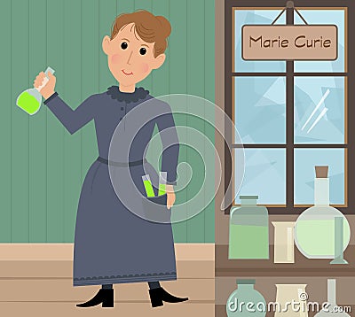 Marie Curie illustration Vector Illustration