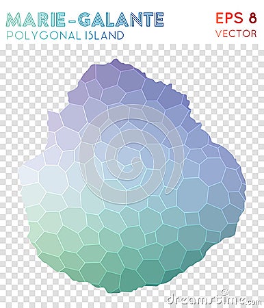 Marie-Galante polygonal map, mosaic style island. Vector Illustration
