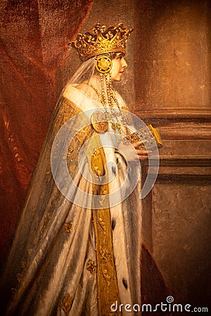 Marie of Romania panting. Queen Mary of Romania Editorial Stock Photo