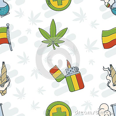 Marijuana Attributes Icons Set One Vector Illustration