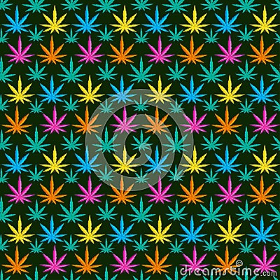 Marijuana background vector seamless patterns Vector Illustration