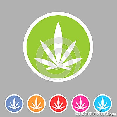 Marijuana cannabis icon flat web sign symbol logo label set Vector Illustration