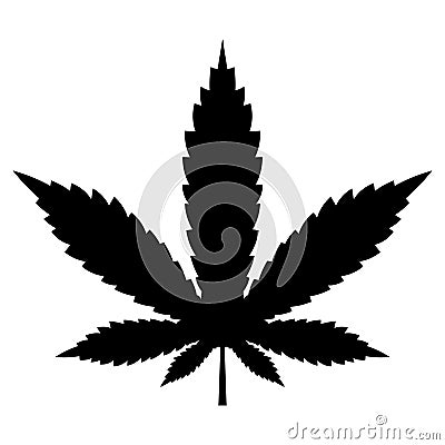 Marijuana Cannabis& leaf black isolated illustration Vector Illustration