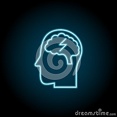 Marijuana, epilepsy, brain blue neon icon. Simple thin line, outline of marijuana icons for ui and ux, website or mobile Stock Photo