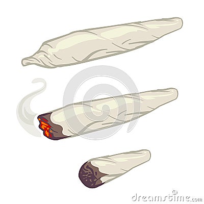 Marijuana joint, spliff, smoking drug cigarette vector illustration Vector Illustration