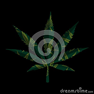 Marijuana leaf on black Vector Illustration