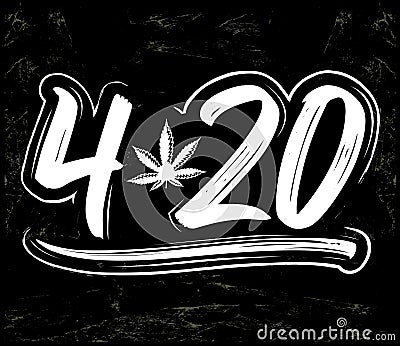 4:20 Marijuana leaf, Cannabis celebration vector lettering design, April 20. Vector Illustration