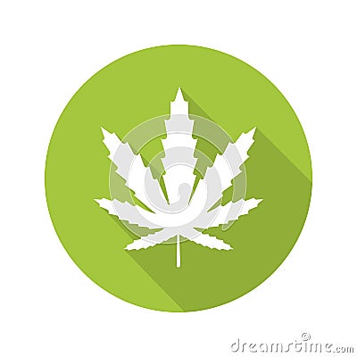 Marijuana leaf flat design long shadow icon Vector Illustration