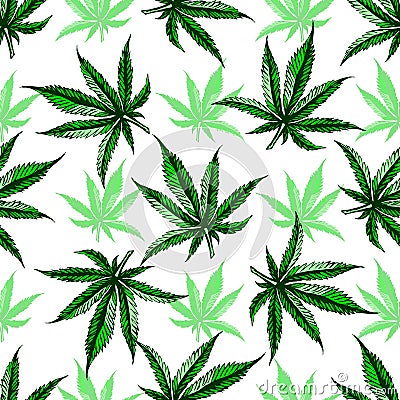 Marijuana leaf pattern. Cartoon Illustration