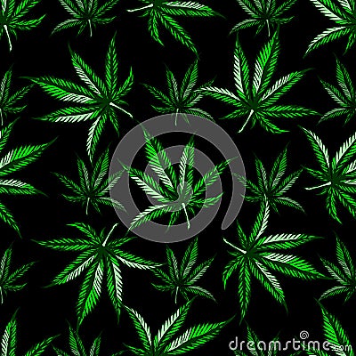 Marijuana leaf pattern. Cartoon Illustration