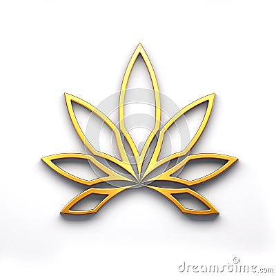 Marijuana lineal flower or cannabis leaf weed violet color style logo icon isolated on white background. 3D Render Stock Photo