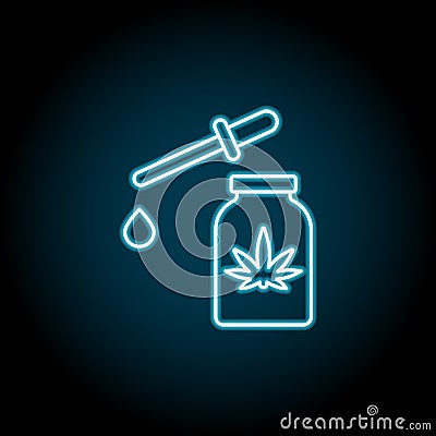 Marijuana, oil, tincture blue neon icon. Simple thin line, outline of marijuana icons for ui and ux, website or mobile Stock Photo
