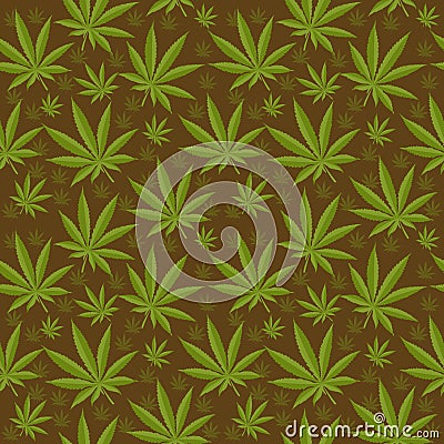 Marijuana seamless pattern. Cannabis is an endless texture. Medical hemp repeating background. Vector illustration. Vector Illustration